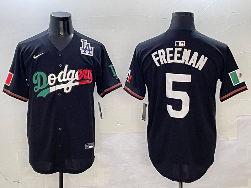 Men Los Angeles Dodgers #5 Freeman Black Mexico Nike 2025 MLB Jersey style 9
